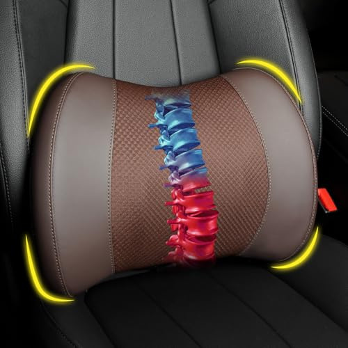 Lofty Aim Coussin de Soutien Lombaire en Mousse à mémoire de Forme pour soulager la Douleur dans Le Bas du Dos - Coussin Lombaire pour Voiture, Chaise de Bureau, Fauteuil Roulant - Marron