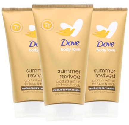 3x Dove Summer Revived Selbstbräuner Lotion für Körper Medium Dark je 75ml