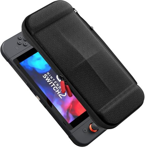 ProCase Slim Carrying Case for Nintendo Switch 2 Console 2025, Travel Case Hard-Shell with 12 Game Card Slots, Switch 2 Protector Accessories -Black