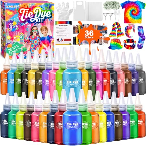 Kit Tintura 36 Colori Coloranti Stoffe Vivaci per DIY Pittura Vestiti Bambini Adulti Camicie, Felpa, Magliette, Hoodie, Moda Fai-da-Te, Feste