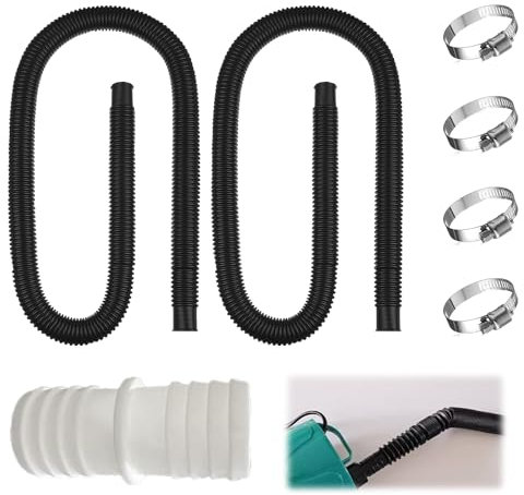 Lot de 2 tuyaux de rechange pour pompe de piscine - Diamètre intérieur : 32 mm - Longueur : 180 cm - Avec 4 clips de sécurité - Tuyau de rechange pour pompe de piscine - Pour piscine et piscine - Noir
