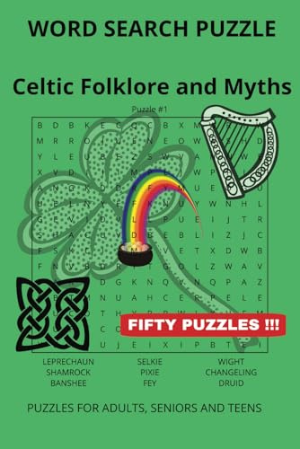 Celtic Folklore and Myths - WORD SEARCH PUZZLE: Word search puzzles, Celtic myths,folklore, druids, fae, faery folk, fun, hobby, leisure time activity