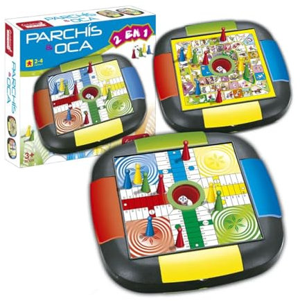 Genérico Parchis y Oca Automático/Juego de Mesa 2-4 Jugadores/Juego Tradicional para Niños y Adultos/Reversible 2 en 1 Ambas Caras
