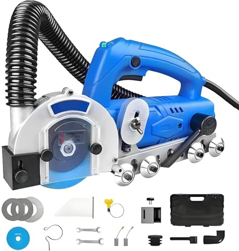 Herramienta Limpiadora De Juntas Eléctrica 1200W - 9000r/min, Aspiración Integrada, Cuchillas Incluidas, Limpiador Juntas Azulejos Para Baldosas De Suelo Y Pared(1.2mm)