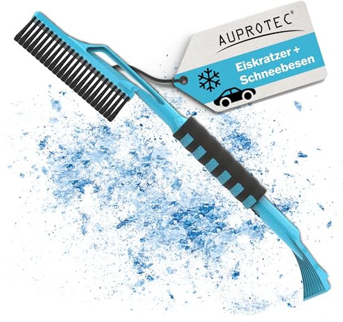 AUPROTEC Eiskratzer Auto mit Besen & Softgriff XL 60 cm/Eiskratzer mit Besen/Scheibenkratzer Auto/Schneekratzer Auto mit Besen/Scheibenkratzer Winter/Eisschaber Auto - Blau