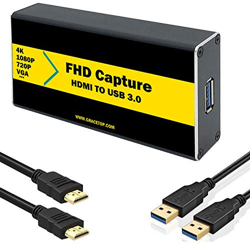 USB Capture HDMI to USB 3.0 HD Video Capture, Broadcast Live Stream and Record, Game Record 4K/1080P Live Streaming Video Game Grabber Converter