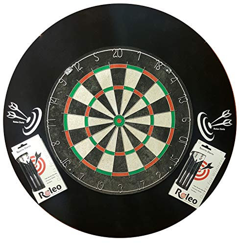 Roleo Steel Dart Beginners Set Disc + 2 Sets of Arrows + Catch Ring, Black