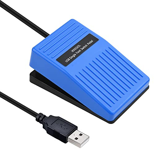 iKKEGOL Pédale numérique optique USB mise à niveau 2023, contrôle de jeu à un seul pied USB, bouton de commande programmable pour jeu vidéo, pousser pour parler, transcription HID