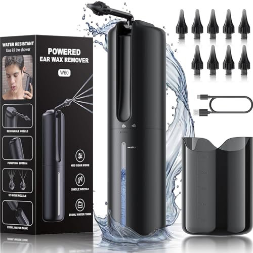 AOPICK Ear Wax Removal Kit, Electric Water Powered Ear Cleaner for Effective Ear Wax Removal, Ear Irrigation Kit with 4 Pressure Settings, Ear Cleaning Kit Features 10 Replaceable Tips for Home Use