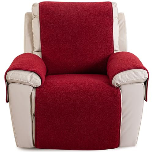 NNSMUN Sesselschoner für Relaxsessel Fernsehsessel, Sesselschoner Sesselüberwürfe mit Armlehne, Fernsehsessel Bezug, Schonbezug Sessel, Sesselauflage rutschfest (Rot,(22 * 82) 56 * 207CM)