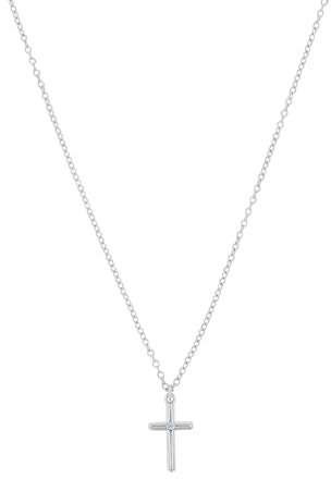 s.Oliver Kette mit Anhänger 925 Sterling Silber Mädchen Kinder Halsschmuck, mit Zirkonia synth., 37+3 cm, Silber, Kreuz, Kommt in Schmuck Geschenk Box, 2037783