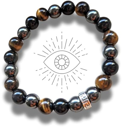 Bracelet Triple protection - vraies pierres naturelles de Lithothérapie - Fabriqué en France - perle naturelle pour la confiance en soi, l'harmonie, aller de l'avant avec assurance