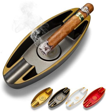 CIGARLOONG Posacenere portatile da viaggio 2 slot per la casa, desktop, patio, interni, esterni, ufficio, decorazione sigari, posacenere (nero)