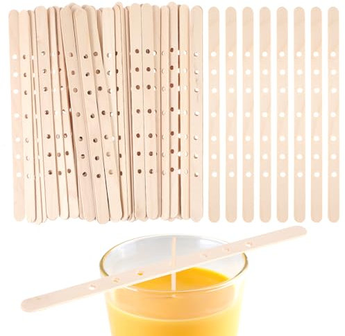 Kerzendochthalter aus Holz Gjinxi 50 STK Holz Kerzendocht Halte Holzkerzendochthalter Wooden Candle Wick Holders für DIY Kerzenherstellung Handwerk Rauchfreie Kerzen(Dochte)