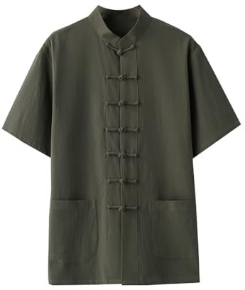 Herren Tai Chi Anzug Leinen Kampfkunstanzug chinesischer traditioneller Meditationsanzug （M-4xl） green-3XL