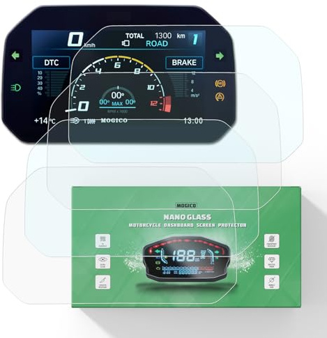 Mogico Motorcycle Accessories Nano Glass Dashboard Screen Protector Kit for BMW R1300GS Adventure 2024-2025 / R1250 R/RS 2019+ / R1250GS 2018-2023 / R1200GS 2017+ (2 x Ultra Clear & 2 x Anti Glare)