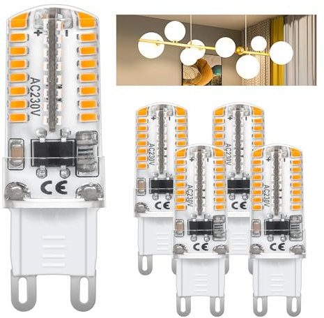 I-SHUNFA G9 Bombillas LED 3000 Kelvin Luz Blanca Cálida 2.5W-2.8W 210LM Reemplazo Para 25W-28W Bombilla Halógena AC220V Ahorro De Energía LED Bombilla Pequeña (5 Piezas)