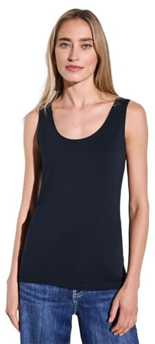 Street One Damen A322896 Basic Top in Unifarbe, deep Blue, 46