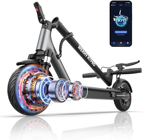 WERHY 8.5'' Electric Scooter with Dual Suspension, 350W Powerful Motor & 19MPH Top Speed, 23 Miles Long Range, Folding E Scooter with Dual Braking for Teens and Adults