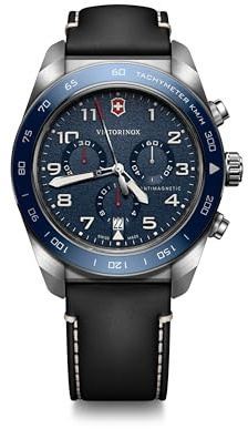 Victorinox Swiss Army Chronograph Blue Dial Brown Leather Strap Watch 42mm - 242047