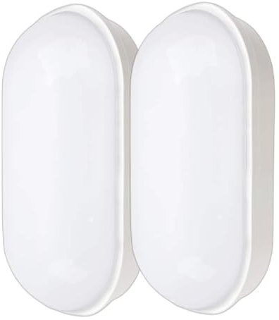 Heyseven LED Lampada da soffitto, 20W 2200LM Luce della cantina a LED, plafoniera ovale, Plafoniera da Parete Impermeabile IP55, Bagno Garage Corridoio Officina Giardino Balcone, Bianco Neutro 2PCS