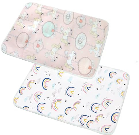 Lot de 2 matelas à langer pliables pour bébé - Grand matelas à langer imperméable et lavable - Pour nouveau-né et nourrisson