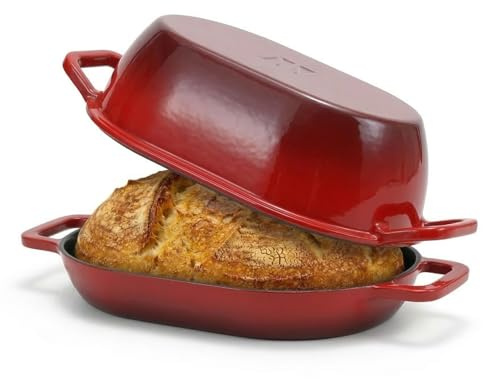Northriver Casting Enameled Cast Iron Oval Dutch Oven for Bread Baking，12x8 Bread Pot with Lid，Ideal for Sourdough, Artisan Loaves & Family Meals，5 Qt