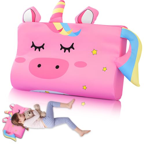 SGZIOO Schlummerkids Cojín Calmly, 45x27x6cm Almohada Infantil con Funda de Almohada, Ergonómico, Lavado Bar a Partir de 3 años (Rosa)