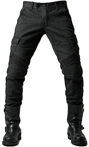 Men's Motorbike Trousers, Motorcycle Jeans Breathable Wear-Resistant Biker Pants with Pockets, XS-4XL