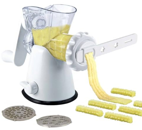 Tredoni Tritacarne Manuale e Tritaverdure, Biscottiera Macchina + Biscotti Modelli Allegato, Bianco