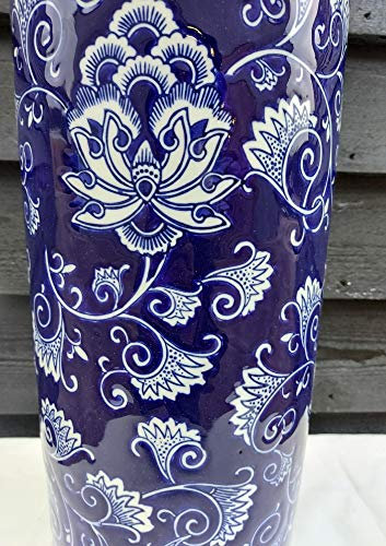Retro Collections Blue flower Umbrella Stand/WALKING STICK HOLDER Ceramic 18 Round Victorian Design