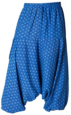 PANASIAM Pantalones Aladino Hombre & Mujer - Motivos geométricos | Pantalones yoga unisex, tiro bajo, cintura elástica & cordón ajustable, bolsillo, geometría sagrada, motivos japoneses