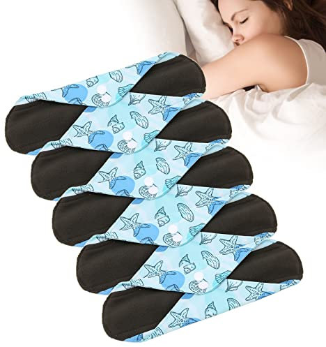 Reusable Menstrual Pad, Leakproof Sanitary Towels for Women, Washable Period Pads with 5Pcs Reusable Liners for Pantyliners, Soft and Comfortable Women's Hygiene Product (M)[G66]