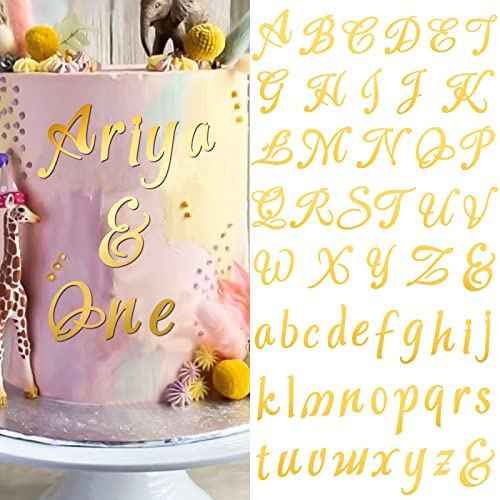 54pcs A-Z Lettre Gâteau Topper Lettres Capitale Alphabet Or en Miroir Acrylique Décoration Joyeux Anniversaire Gâteau Topper 2 Ensembles pour Mariage Anniversaire Fête Célébration