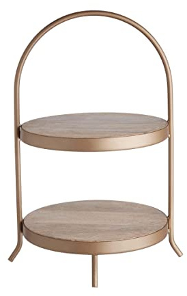 BUTLERS Etagere 2-stufig rund abnehmbare Dekoteller aus Holz -Kate- Serviergestell mit 2 Etagen | Servierständer für Brot, Obst, Käse, Kuchen, Muffins | Etagenständer für Tisch- & Party Deko