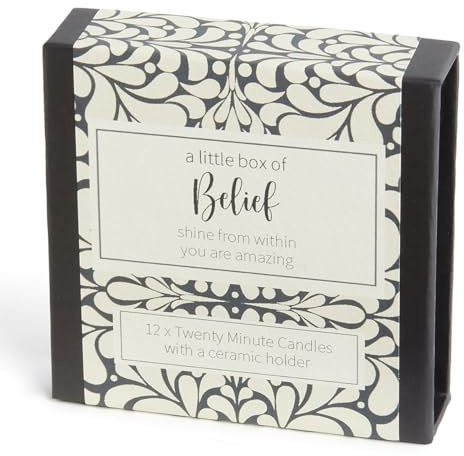 A Little Box of Belief - Avslappnande ljus av bomull och grå. 12 rena bivaxljus och keramisk hållare för avkoppling, meditation och mindfulness