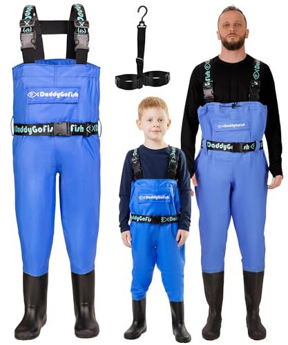 DaddyGoFish bröstvadare för barn och vuxna, fiske och jakt vadare med en ficka och en vadarhängare