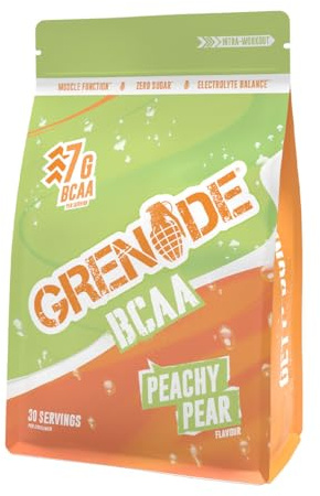 Grenade BCAA Intra Workout Powder Zero Sugar Drink Packed with Amino Acids Including B-Vitamins, Magnesium & Glutamine (30 Servings) - Peachy Pear, 390 g (Pack of 1)
