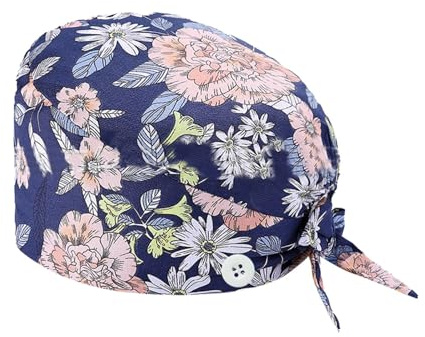 DaPongZhi Calot Chirurgien Femme Chapeaux de Travail avec Boutons et Cravate Chapeau Réglable Respirants Turban Imprimé Casquette Chapeau de Beauté Chapeaux Unisexe de Cuisinier