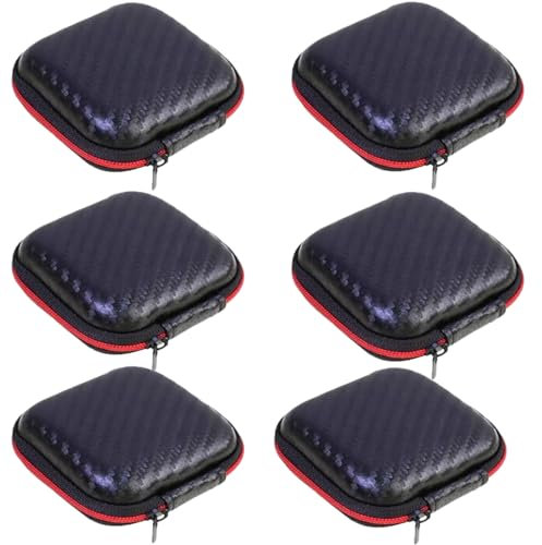 JCKD 6 Stück tragbare Kopfhörertasche, Mini-Eva-Tasche, Aufbewahrungstasche, Hartschalenkoffer mit Reißverschluss, kann für Kopfhörer/Ohrstöpsel/Bluetooth/Ladekabel/Schlüssel verwendet Werden
