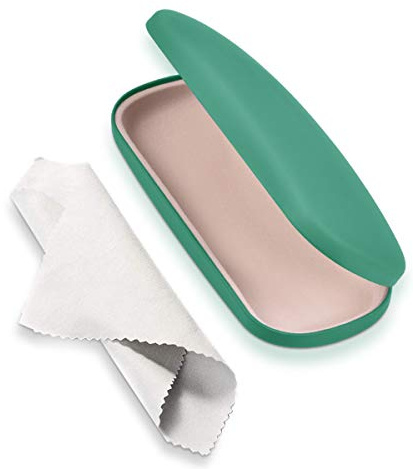 AkoaDa Étui à lunettes universel neutre - Étui rigide - Convient pour les verres de petite et moyenne taille (Vert Foncé, Taille unique)