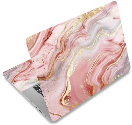 PLIGREAT 3 Pz Laptop Skin Adesivi Decalcomanie in vinile per PC Notebook Laptop Case Protector Films Adesivo decorativo per laptop Impermeabile rimovibile Rosa Marmo Texture Laptop Decalcomanie