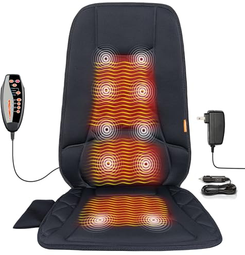 CARSHION 10 Vibration Motors, Massage Seat Cushion with Heat,Back Massager for Chair Back Massager Heated Seat Cover Massage Chair Pad for Pain Relief Home Office Use