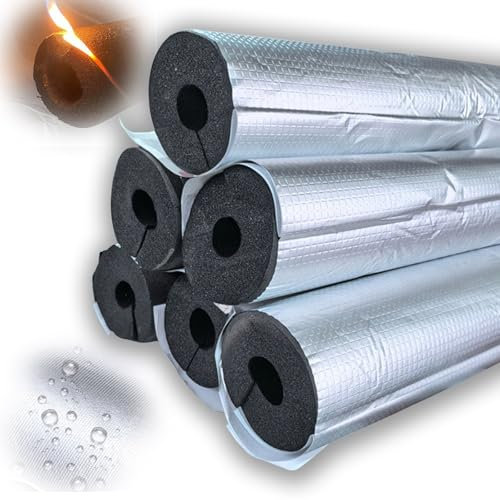 Tubería De Aislamiento, Fundas de Aislamiento Térmico para Tuberías Exteriores, Coquilla Aislante De Papel De Aluminio Autoadhesivo para Tuberías para Unidades De Aire Acondicionado(15mmx22mmx0.95m)
