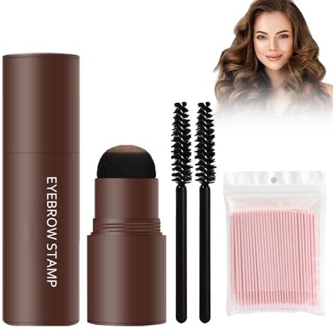Rostblant 33.5g Set de pochoir pour sourcils, Poudre pour sourcils imperméable à l'eau, Tampon pour sourcils imperméable à l'eau(light brown)