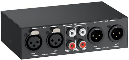 PROZOR Selector de Audio XLR/RCA 2-Entradas 2-Salidas Convertidor Divisor de Señal con Control de Volumen para Altavoces Activos Estudio DJ Casa Negro