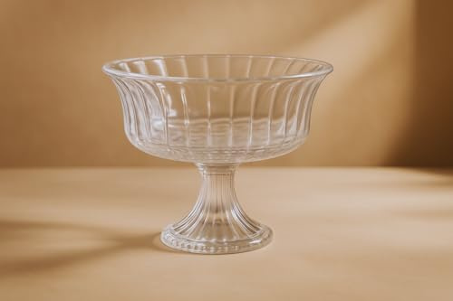 Große Obstschale Groß Salatschüssel Glas Glasschale mit Fuß Tafelaufsatz Schale für Obst Obstschüssel Dekoschale mit Fuß Bonbonschale Reliefmuster große Glasschale Deko Schale Obst Obstschale Glas