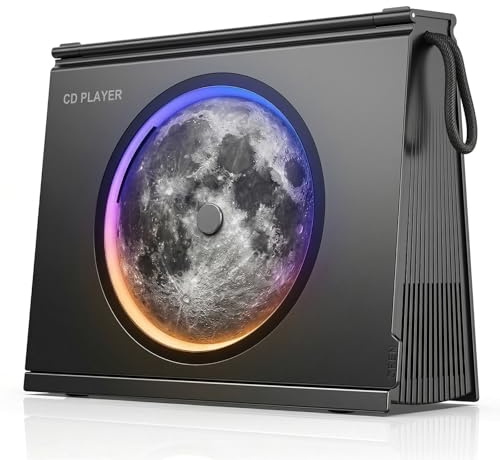 Gueray Lecteur CD Portable avec Lumière, Bluetooth 5.3 Enceinte HiFi Batterie 4000mAh Rechargeable Design Bibliothèque Indicateur de Niveau de Batterie Cadeau Original Homme Femme pour Décoration