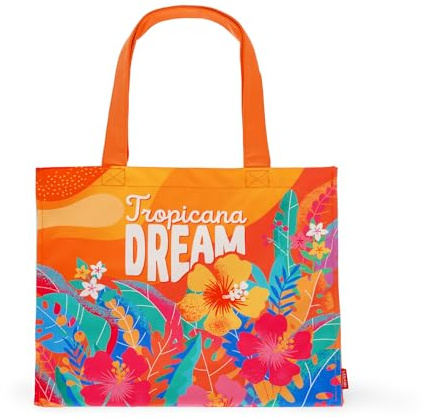 Legami - Borsa Mare Donna, Grande, Beach Bag in Materiale Rinforzato, da Spiaggia con Chiusura Bottone Magnetico, Tote Bag, Sostiene fino a 15 KG, 44 x 61,5 cm