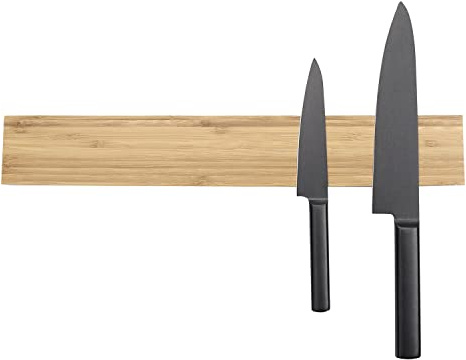 KITCHENDAO Bamboo Magnetic Knife Holder for Wall 17 inch Knife Magnetic Strip Bar Rack- 50% Stronger Magnet - Safe, Secure & Easy Storage Solution for Kitchen Knives, Metal Utensils & More